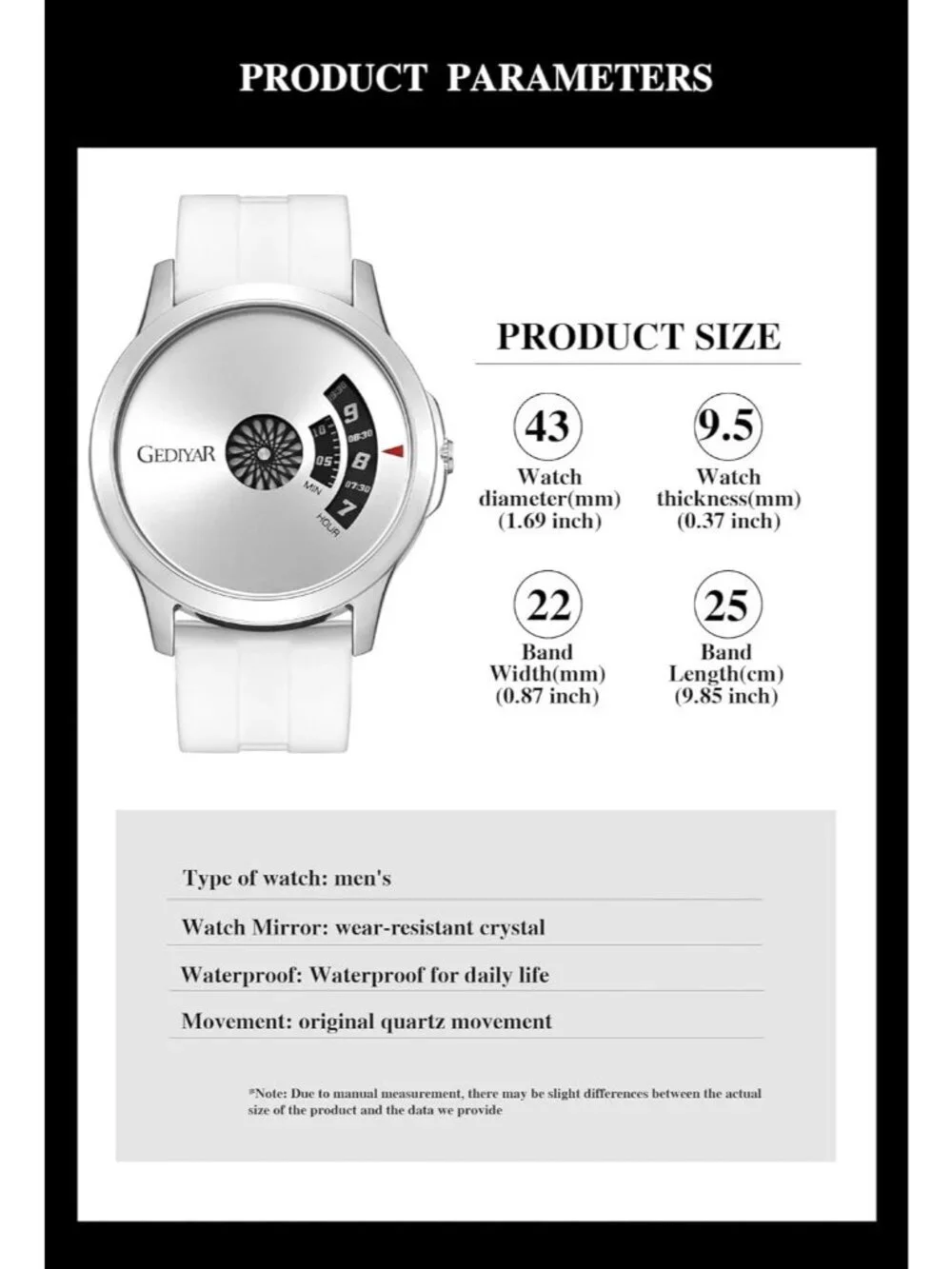 Men's All White Analog Quartz Design Fashion Waterproof Cool Unique Wrist Watch